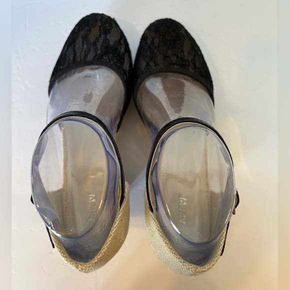 Apt. 9 black lace wedge heel sandals shoes size 8M - Picture 9 of 12